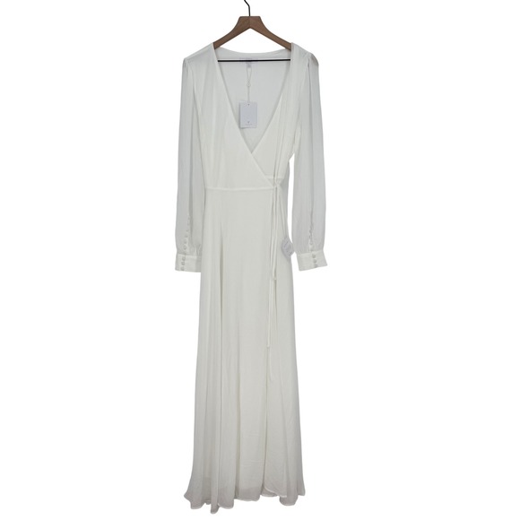 Lulus My‎ Whole Heart White Long Sleeve Wrap Dress Size XL - Picture 2 of 14